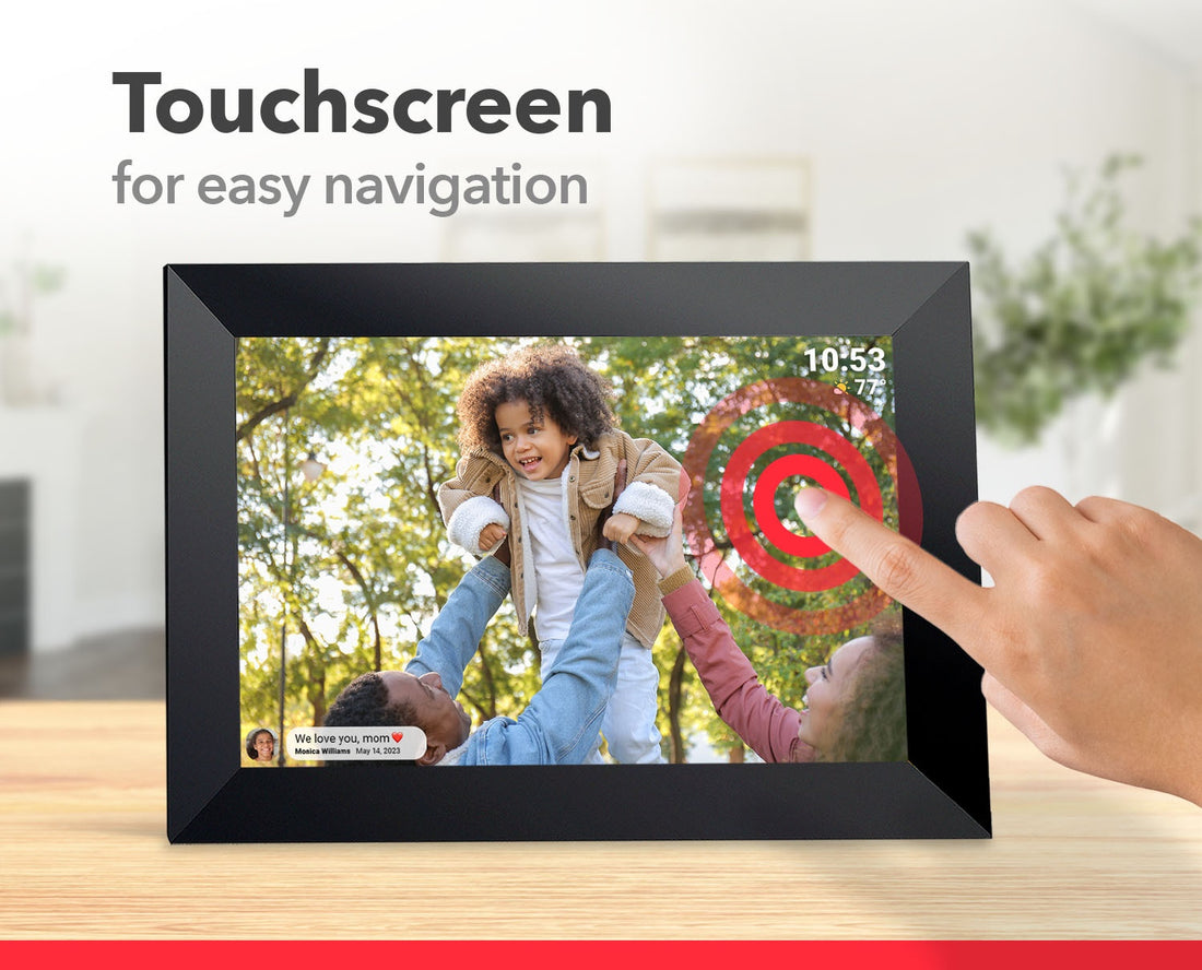 Touchscreen navigation on the 10.1 inch digital photo frame