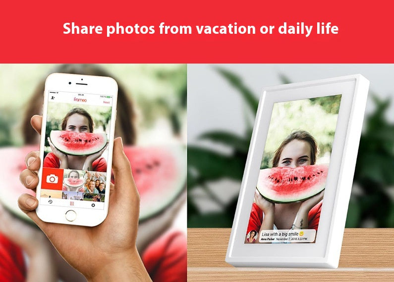 White 10.1-inch WiFi digital photo frame