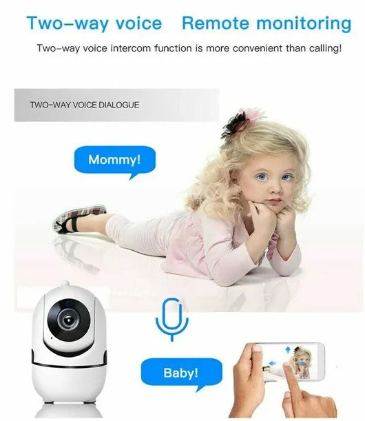 Two-way voice intercom - talk through the indoor security camera from your phone